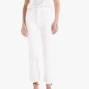 MOTHER Denim The Hustler Ankle Fray Jeans in "Fairest of Them All" White